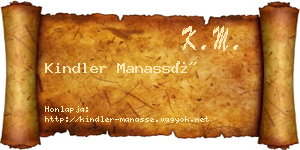 Kindler Manassé névjegykártya